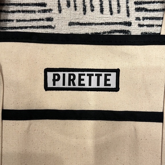 🏝️ PIRETTE Canvas Beach Tote 🏝️ NEW Bag Black/Cream/White - Picture 2 of 5